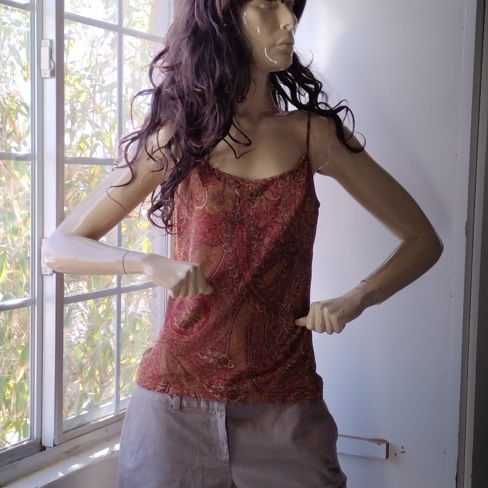 ANN TAYLOR Floral Prints Top in Metallic Colors